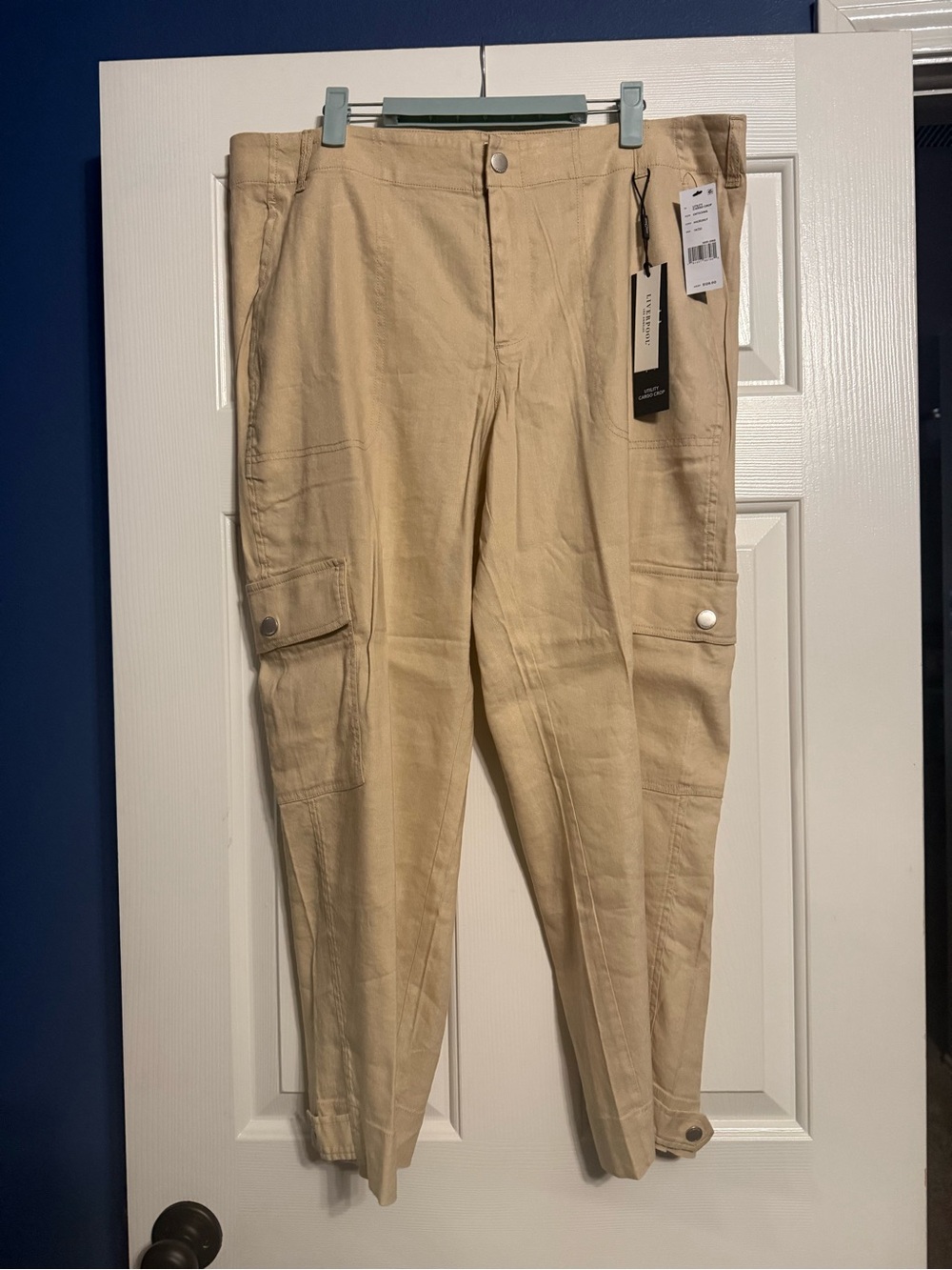 NEW Liverpool Tan Cargo Utility Pants with Side Pockets - Size 14